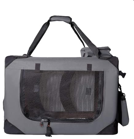 Zedelmaier Faltbare Hundebox Transportbox Hundekäfig Kleintiertasche(L - 51 x 70 x 50cm, Grau)