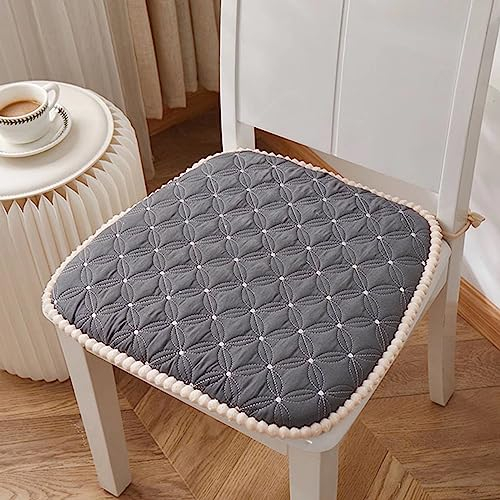 Yadlan Stuhlkissen 45x45 mit BäNdern, 4er Set Kissen für EsszimmerstüHle Halbrund, Sitzkissen Stuhl Outdoor, Sitzpolster für GartenstüHle Memory Foam Stuhlkissen für Die AußEnterrasse Grey