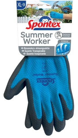 Spontex Summer Worker Handschuhe, Arbeitshandschuhe mit PU-Beschichtung, EN 388, Touchscreen kompatibel, leicht und atmungsaktiv, Größe XL, 1 Paar