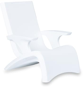 Step2 Vero Adirondack Chair, Stylish Poolside Lounger, Fade-Resistant, Waterproof Patio Furniture for Sun Shelf, Use in Pools up to 9-Inches of Water, Weighted, White