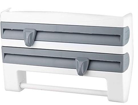 Estante de almacenamiento de película Estante de almacenamiento de botella de salsa de montaje en pared Soporte de toalla de papel Dispensador de película conservante Accesorio práctico elegante y seg