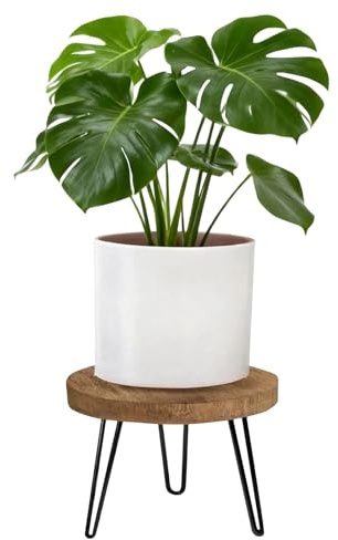 Soporte para plantas de madera, soporte para flores, redondo, alta carga, taburete de 25 cm, para diferentes tamaños de macetas, taburete para plantas, para salón, balcón y jardín, decoración interior