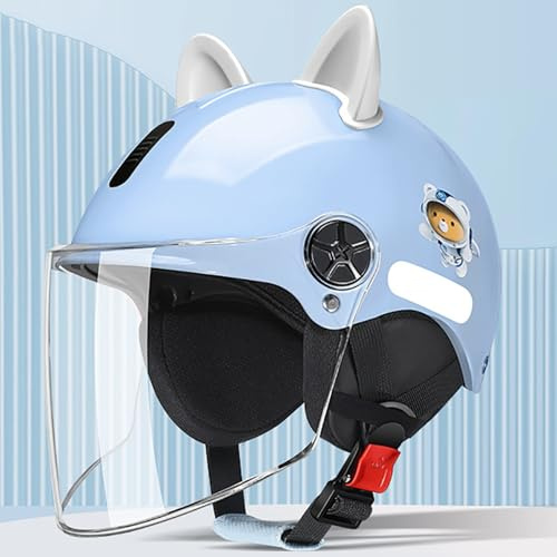 Casco Per Bambini Kids Cool, Mezzo Casco Da Moto Elettrica Con Visiera, Design Omologato DOT, Per Strada, Retrò, Go-Kart, Moto Da Cross, Scooter, Ciclomotore Per Bambini 2,50~55cm