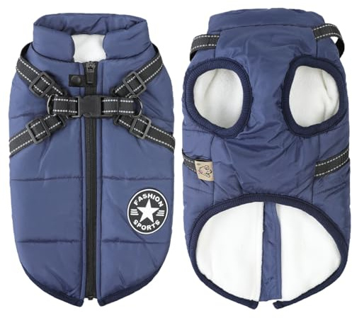 Aiboria Manteau d'hiver pour Chien Coupe-Vent Imperméable 2 en 1 Chiot Petit Gilet avec Harnais Veste Chaud Rembourré pour Chien Manteaux Imperméables pour Chiens Vêtements d'hiver pour Chiens