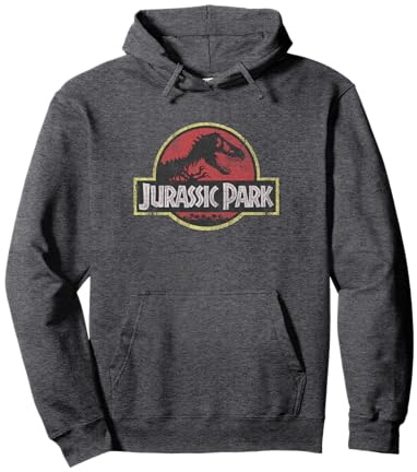 Jurassic Park Classic Retro Red Distressed Logo Pullover Hoodie