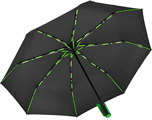 iX-brella Big Fiberglas Taschenschirm 104cm mit farbigen Doppel-Speichen - schwarz-grün