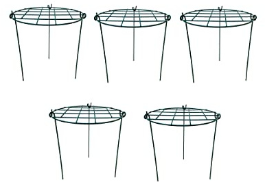 5 Pack 12 x 16 inch Poeny Cage Grow Through Grid Plant Brace Flower Support Rings,Round Metal Plant Stakes Rings, Strong Large Garden Supports for Flowers, Peonies, Rose, Lily