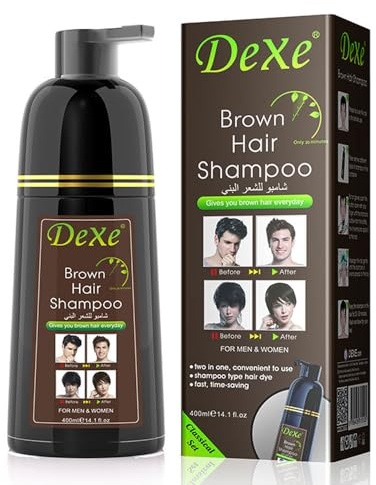 Shampooing instantané pour cheveux noirs, shampooing teinture pour cheveux pour hommes et femmes - dure 30 jours Teinture pour cheveux noirs 3 en 1 (bouteille brune)