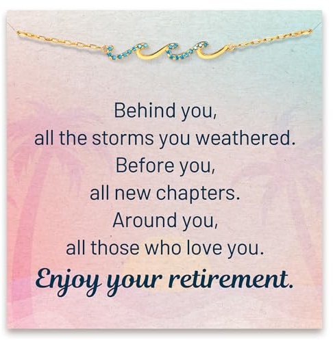 STORYJEWELLERY Retirement Gift for Woman, S925 Wave Bracelet, 2025 Retired Gifts for Nurse Teacher and Coworker, Happy Retirement Bracelet for Women