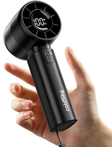 coldSky Portable Handheld Turbo Fan,5 Speeds High Speed Personal Fan With Digital Display,4000mAh Rechargeable Small Fans Max 12Hrs Cooling Fans For Outdoor, Travel Essentials