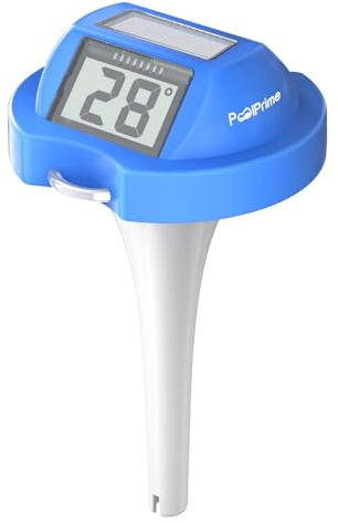 Termometro solare digitale per piscina, con grande schermo LCD facile da leggere, termometro galleggiante per piscine e laghetti (azzurro)