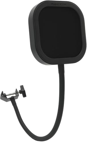 Flex Pro Interchangeable Microphone Pop Filter | Aluminum Gooseneck Mic Shield | Dual-Layer Metal, Mesh & Acoustic Foam WindScreen Mic for Studio Recording, Podcasting, 360° Vocal (Black Pop Filter)