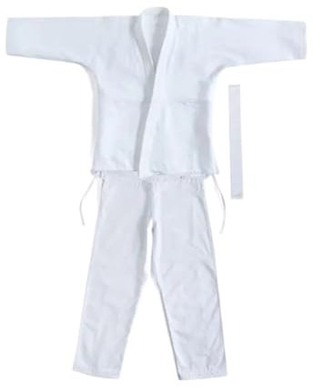 LSNNMU Judoanzug Judo-Anzüge, Karate-Kleidung, Judo-Kleidung for Erwachsene, Wettkampftraining, Baumwollstoff, atmungsaktiv, Taekwondo-Aekwondo-Karate-Anzug FüR Das Training(White,160)