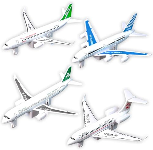 GVMJHYK Jouet Avion, 4 Pièce Jouet de Avion Set Modèle Réduit d'avion Petites Avions Jeux Volant Extérieur Jardin Interactif Enfant Garçon Fille (D)