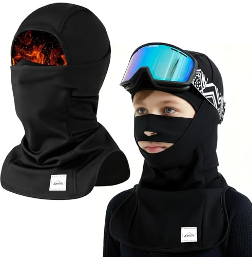 AYPOW Cagoule d'hiver en Thermique Polaire pour Enfants 4-10 Ans, Coupe-Vent Respirant Masque de Ski Cyclisme, Multifonction Balaclava Casquette Chapeau Bonnet pour Garçons et Filles Plein Air Vélo
