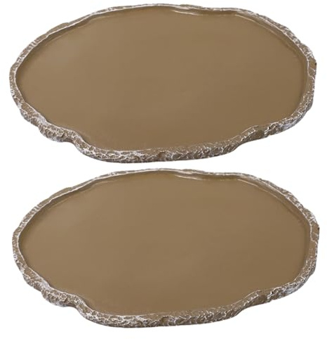 SEWACC Gamelles pour Reptiles en Résine Lisse, Bol D’Alimentation et Abreuvoir Stable, Lot de 2 Pièces, Taille Moyenne, pour Terrarium et Habitat de Lézards et Tortues, Animaux