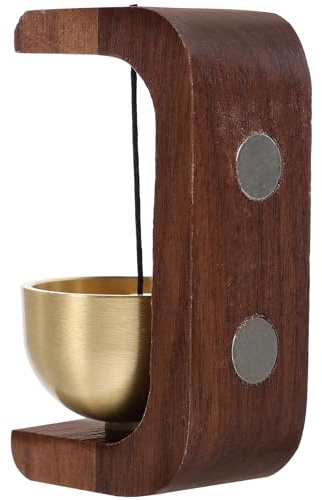 Lurrose Timbre Decorativo de Madera de Nogal Negro para Puerta Campanilla Colgante para Abrir Puerta Campana de Comerciante para Exteriores Adecuado para Hogar Oficina y Negocio