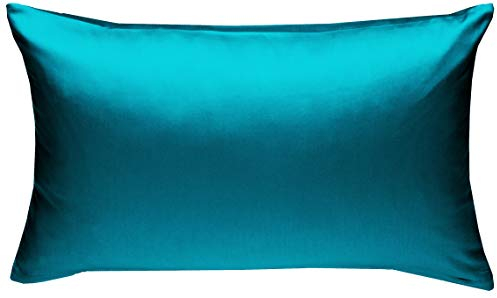 Bettwaesche-mit-Stil Mako-Satin Baumwollsatin Bettwäsche Uni einfarbig zum Kombinieren (Kissenbezug 40 cm x 60 cm, Petrol Blau)