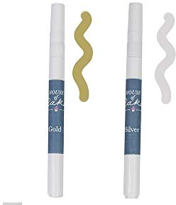 House of Cake Edible Gold And Silver Pens, Thick And Thin Nib, Write And Draw On Cakes, Icing, Decorations, 2 Pack, Silver/Gold