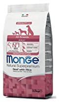 Monge Natural Superpremium Adult Beef and Rice, Hundefutter für alle Rassen (Trockenfutter für Hunde mit Rindfleisch & Reis, sehr Ballaststoff- & Vitaminreich, 12 kg)