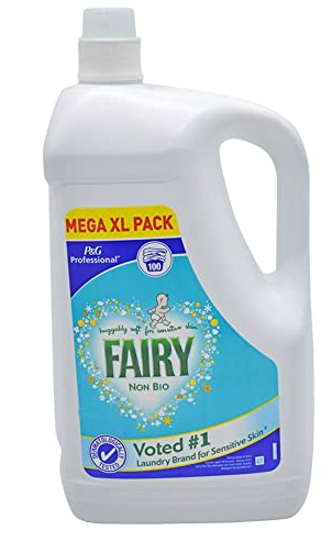 P&G Professional Fairy Non-Bio Laundry Detergent for Sensitive Skin 5 Litre (100 Washes) Dermatologically Tested