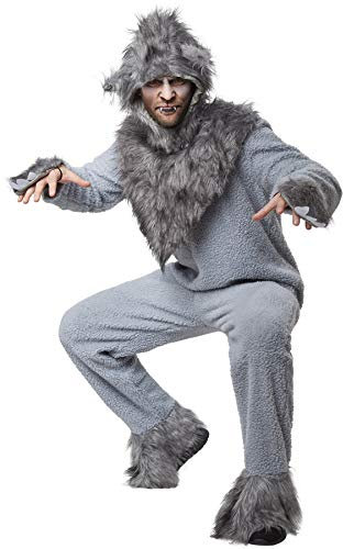 dressforfun 900544 -Unisexkostüm Wilder Wolf, Overall aus hellgrauem aufgerauten und warmen Stoff (175 cm - L | Nr. 302513)