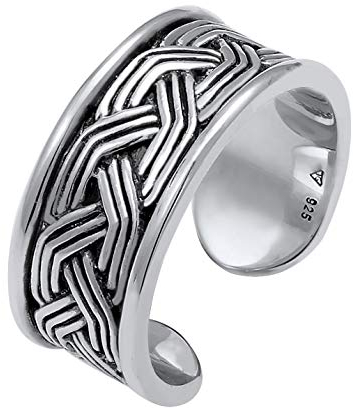 Kuzzoi Herrenring (10 mm) offen verstellbar, Massiver Ring für Männer aus 925 Sterling Silber im Vintage Look, Bandring mit Ornament Relief Oberfläche Oxidiert, Ringgröße von 62-66