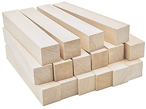 16 Stk 2,5 x 2,5 x 15cm Schnitzholz Schnitzen Natürlich Lindenholz Rohlinge Balsaholz zum Schnitzen Holzblöcke Unbehandelt Schnitzblock Basswood Carving Blocks für DIY Schnitzer