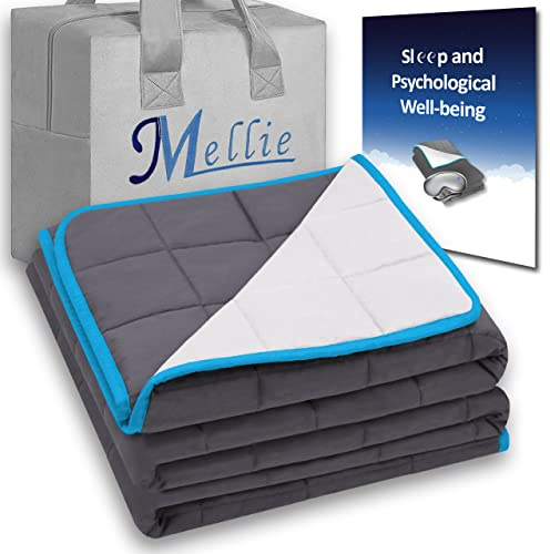 Mellie Luxury 9.5kgs Super King Size Weighted Blanket Adult (Grey/White) with Travel Bag - Stress, Insomnia, Anxiety Relief Weight Blanket for Autism - 180 x 200cm - No Covers