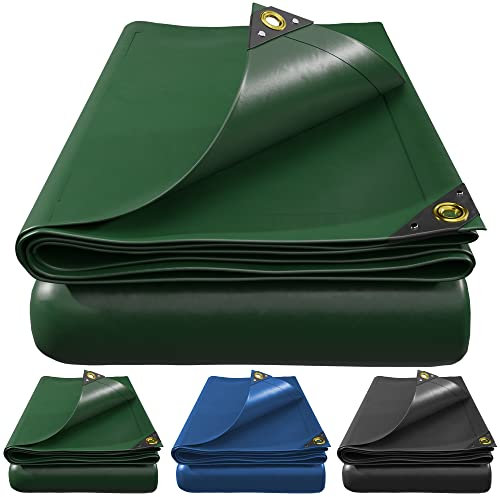 Profi Abdeckplane 650 g/m² Gewebeplane - 10 Jahre Garantie, Massive Schutzplane für Boot, Pool, Wohnwagen, Zeltunterlage, LKW PVC Plane für Camping & Outdoor Garten (grün, 300x400cm - 12m²)