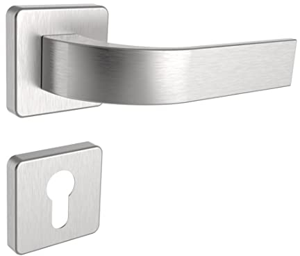 FELGNER Türbeschlag Fondi für Profilzylinder | hochwertige Drückergarnitur mit Rosetten Türklinken-Set Türdrücker Garnitur Türgriff für Innentüren Zimmertüren | Aus Edelstahl, mit Stahlkern