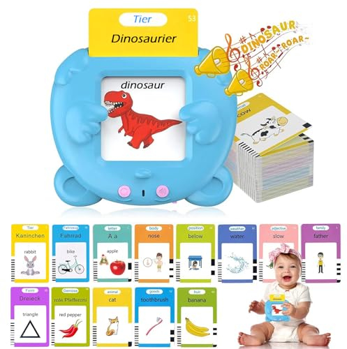 Sprechende Lernkarten Deutsch Englisch Funmo Sprechende Flash-Karten Hörbar Lernspielzeug Interaktive Spielzeug Lernkarten Kinder 112 Blätter 224 Wörter Für 1-6 Jahre Alt Carte Flash Parlante