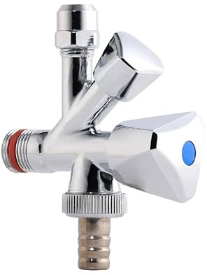 KOOBON Valvola angolare combinata autosigillante, attacco a parete da 1/2, connettore tubo da 3/8, valvola angolare cromata per tubi dell'acqua fredda e calda