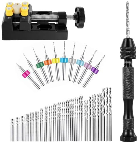 Punta per trapano, trapano manuale per miniature, set di punte elicoidali a mano, trapano per hobby, trapano in miniatura, resina per artigianato in legno di polimero resina