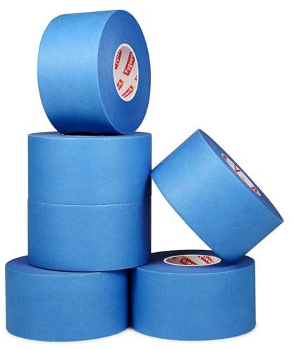 Fyguard 6 Rolls Painters Tape Blue, 48mm x 50m Masking Tape Easy Removal Crepe Paper for Painting and Decorating, Indoor and Outdoor
