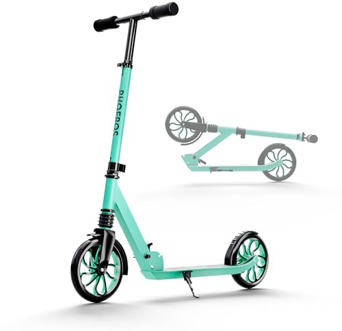 PHOEROS Tretroller für Kinder 6-12 Jahre,Jugendliche&Erwachsene.Leichter Aluminium Cityroller für Teens,Jungen&Mädchen mit 200mm Großrädern,Faltbar,3-Fach Höhenverstellbar,Stoßdämpfung.