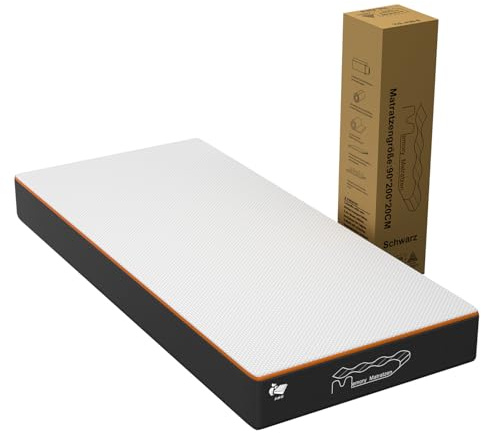 Matratze 90x200cm 20cm Höhe, Öko-Tex Zertifiziert, Ergonomische 7-Zonen Kaltschaummatratze, Härtegrad H2/H3, Premium Memory Foam Matratzen, Rückenentlastende, Mattress mit Abnehmbarer Stoffbezug