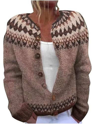 Cardigans for Women Lightweight Long Sleeve Sweaters Retro Ethnic Style Knit Jackets Fall Open Front Cardigan Sweater Casual Button Down Sweatshirts Plus Size Knitted Coats