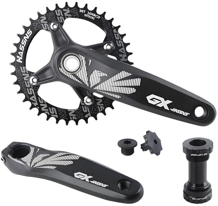 104 BCD Mountainbike Kurbelsatz, 170/175 mm Fahrrad Kurbelsatz, optionale Kurbel/Kurbel Tretlager/Kurbel Tretlager Rundzahn-Kettenblatt (Kurbel mit Tretlager und 38-Zahn-Kettenblatt, 170mm Kurbel)