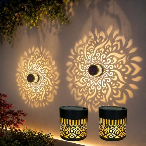 Leyof Fleur De Lumiere Solaire Murale, Lampe Solaire Murale Exterieur, Fleur De Lumiere Solaires, 7 Couleurs Lanterne Solaire Jardin,Ip65, Pour Jardin, Terrasse, ClôTure, ExtéRieur (2PC-A)