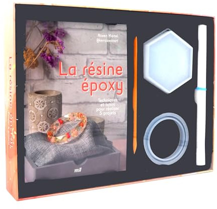 Coffret la résine époxy - Techniques et tutos pour réaliser 5 projets: Un livre explicatif, deux moules (bracelet et boîte à bijoux) et une spatule et un tapis en silicone