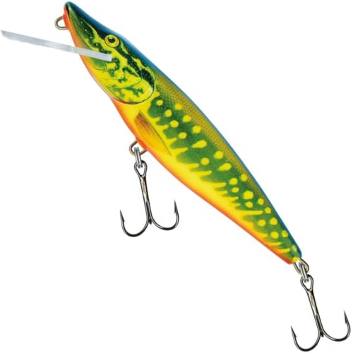 Salmo Pike Wobbler Hecht, Salmo Farben:Hot Pike, Länge/Gewicht/Laufverhalten/Tauchtiefe:9cm / 9g / schwimmend / 0.5-1m