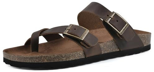 WHITE MOUNTAIN Shoes Gracie Women's Flat Sandal, Brown/Leather, 9 M