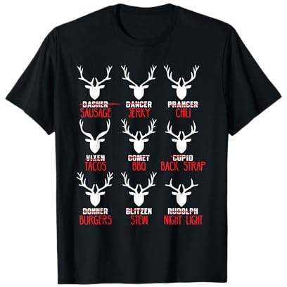 Funny Christmas Deer Hunters All of Santa's Reindeer Design T-Shirt