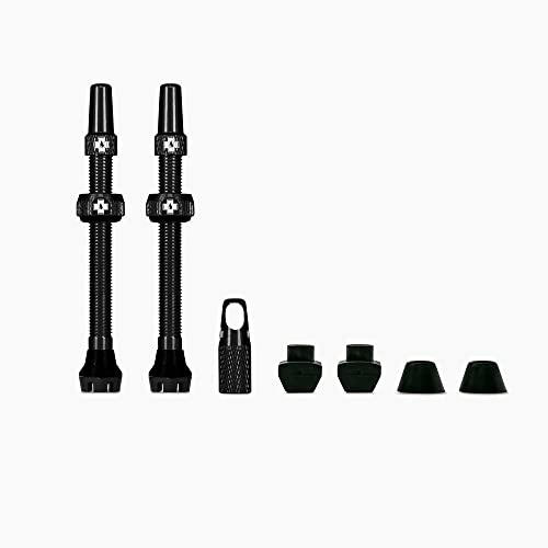 Muc Off Unisex Black Tubeless Presta, 60mm-Premium No Leak Bicycle with Integrated Valve Core Removal Tool Rohrloses Ventil, Schwarz, 60 mm
