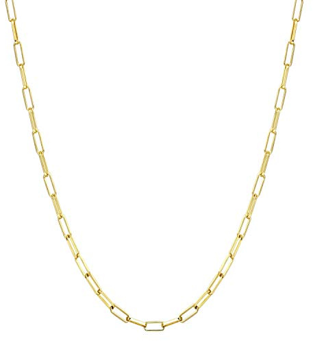ALEXCRAFT Gold Necklace, Gold Chain Necklace, Long Gold Necklace, 14ct Gold Plated 24 IN Paperclip Necklace for Women Men