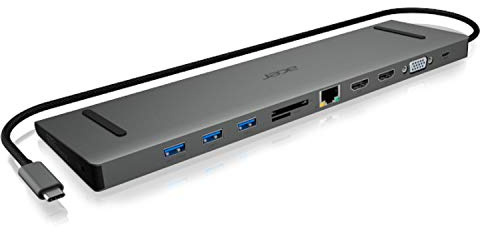 Acer Dock USB Type-C (USB Type-C a 3 x USB 3.0, 2 x HDMI, USB Type-C PD, VGA, RJ45, SD e micro SD), grigio