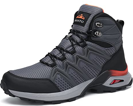 DANNTO Herren Warme Gefütterte Winterschuhe Winterstiefel Wasserdicht Wanderschuhe Trekkingschuhe Draussen Schneestiefel (Grau-B,44)