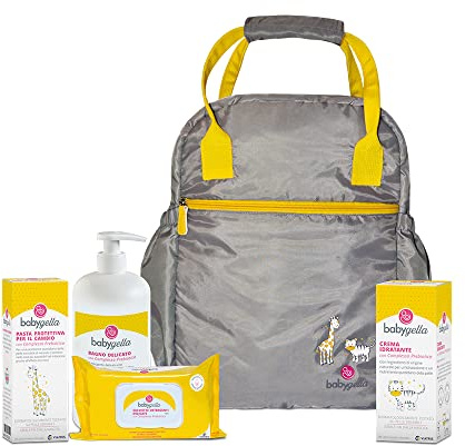 Babygella Kit Completo con Borsa Zaino, Materassino per Cambio e Prodotti Babygella per la Cura del Neonato, Idea Regalo Neomamma