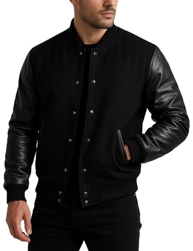 SpazeUp Letterman Jacket men College HighSchool Baseball Bomber Jacket |black varsity jacket